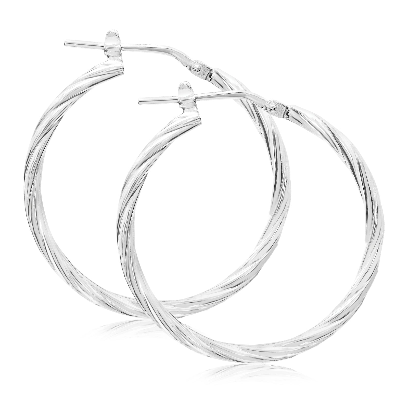 Sterling Silver 25mm Twist Hoops