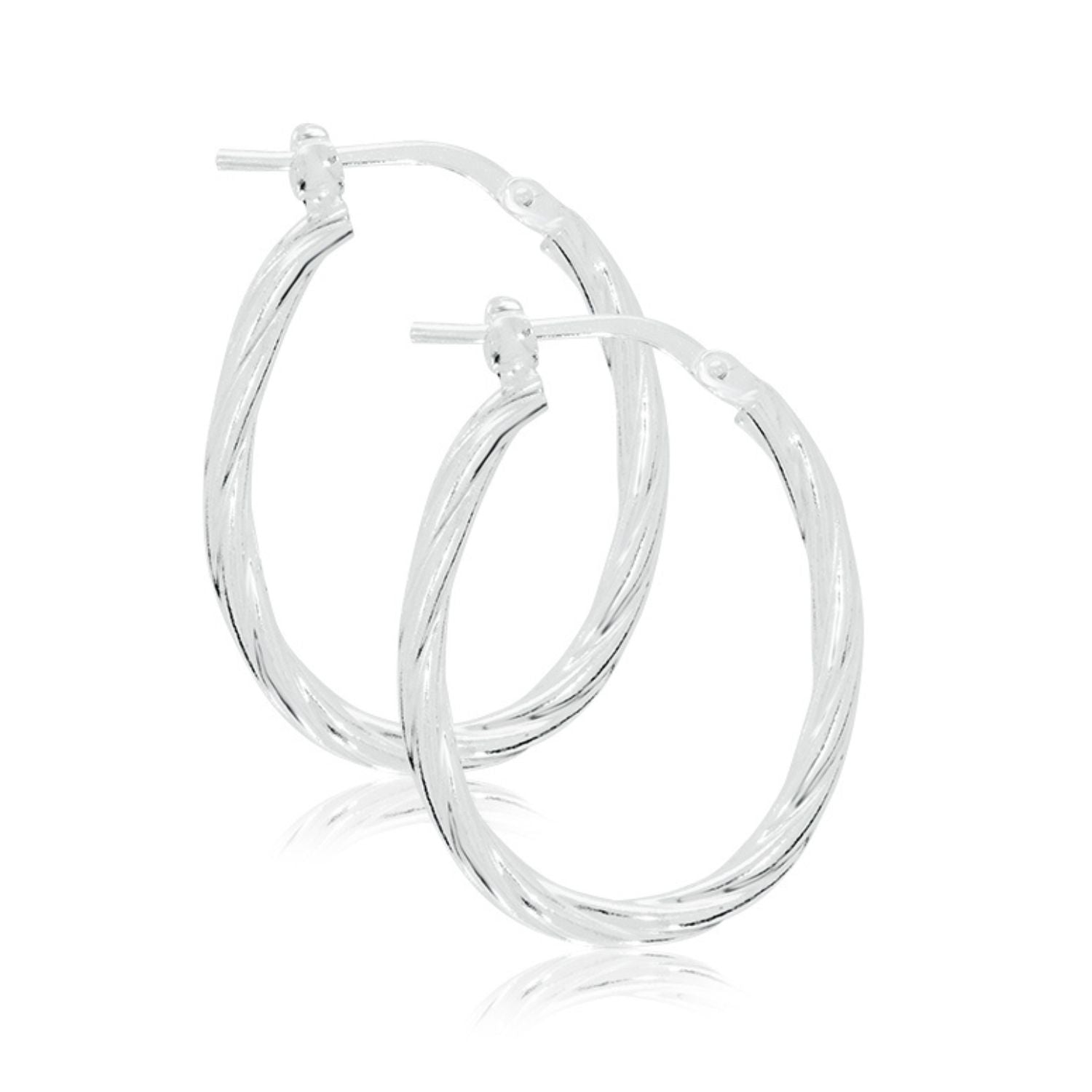 Sterling Silver 15x20mm Oval Twist Hoops