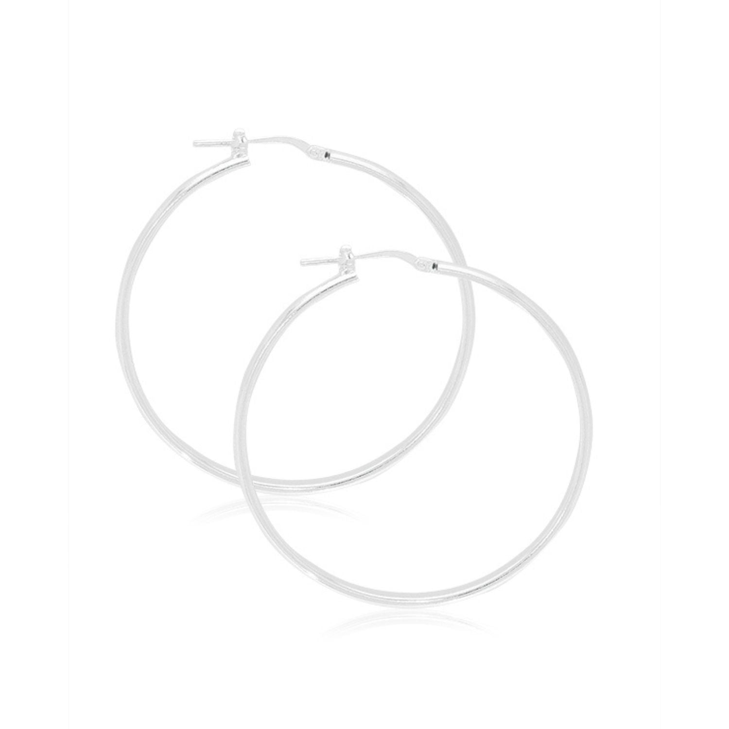 Sterling Silver 40x1.5mm Hoops