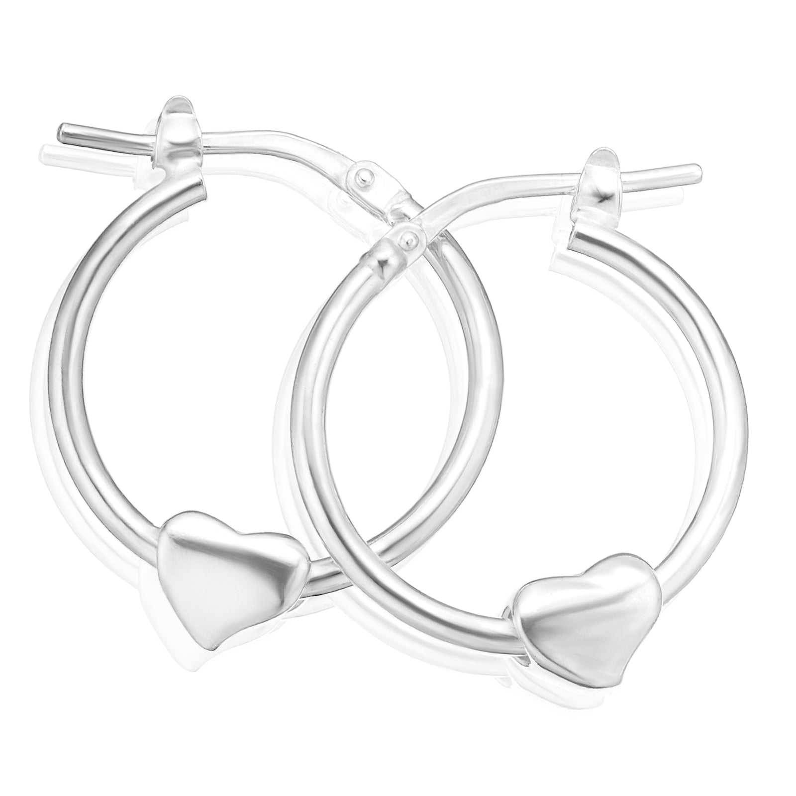 Sterling Silver 15x1.7mm Heart Hoop Earrings – Zamels