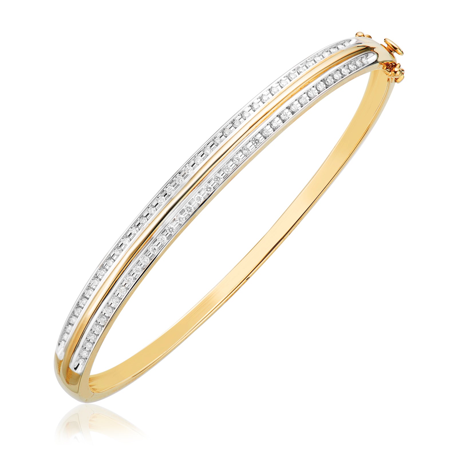 9ct Yellow Gold Round Brilliant Cut 1/2 CARAT tw of Diamonds Bangle