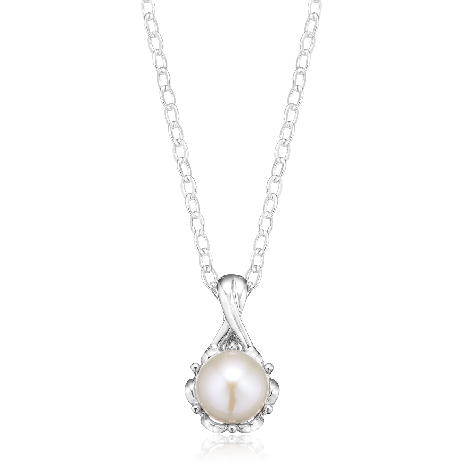 Sterling Silver 6mm White Fresh Water Pearl Pendant