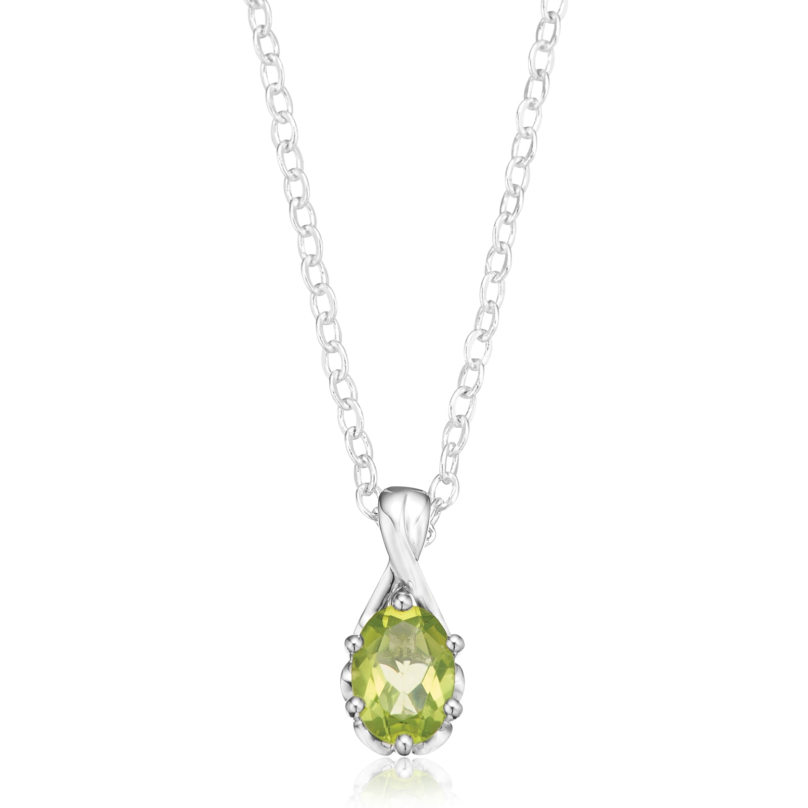 Sterling Silver 7x5mm Oval Cut Peridot Pendant