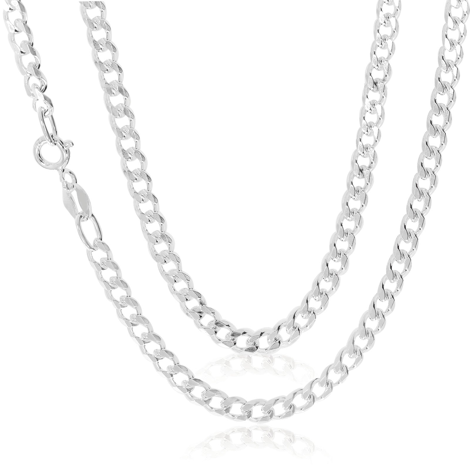 Sterling Silver 60cm Diamond Cut Bevel Curb Chain