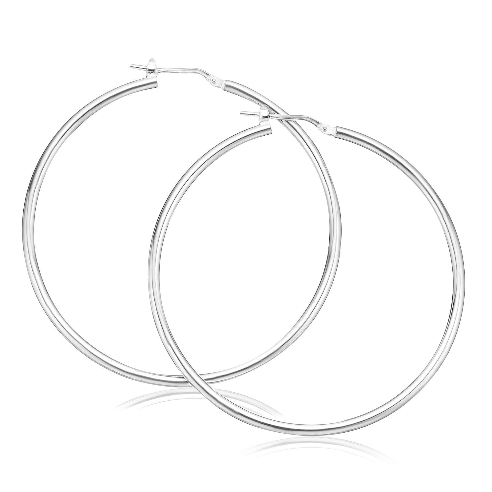 Sterling Silver 50x3mm Round  Hoop Earrings