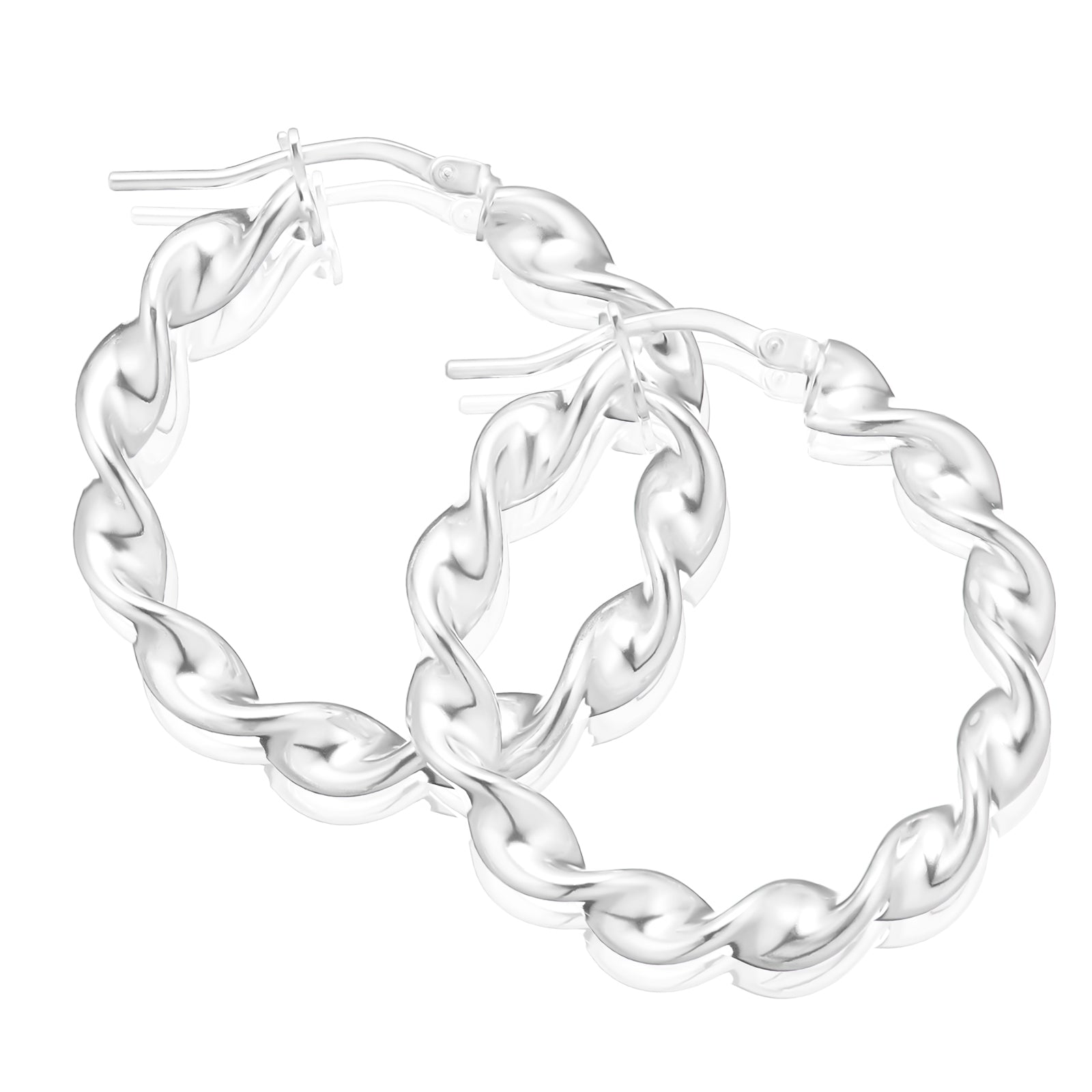 Sterling Silver 20mm Twist Hoop Earrings