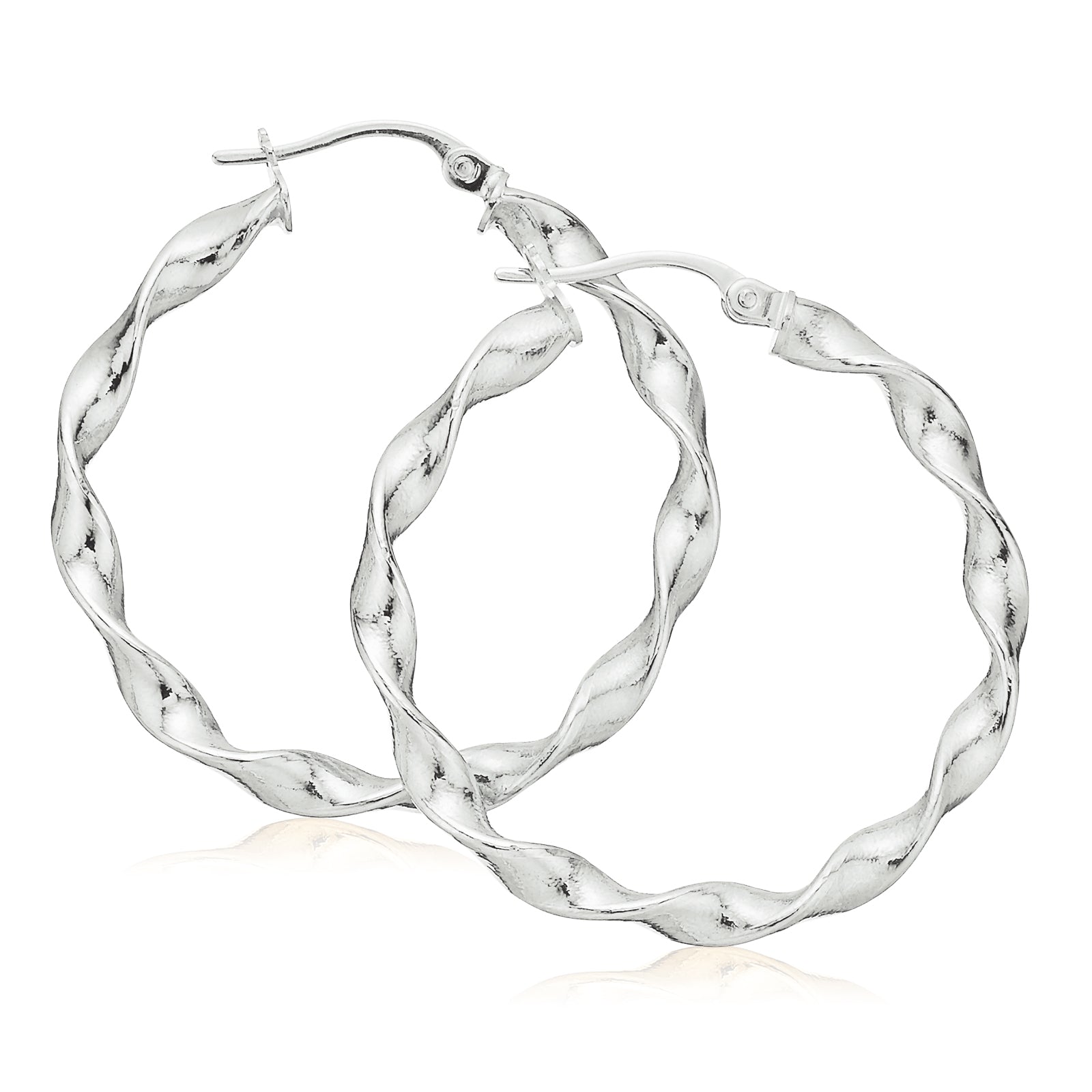 Sterling Silver 25mm Twist  Hoop Earrings