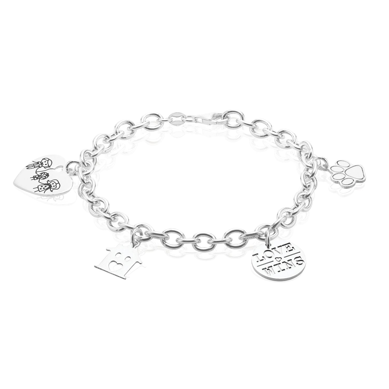 Sterling Silver 19cm Family Charm Bracelet