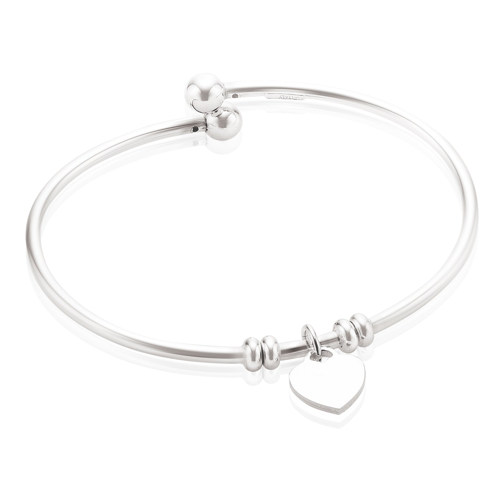 Sterling Silver 65 mm Heart Bangle