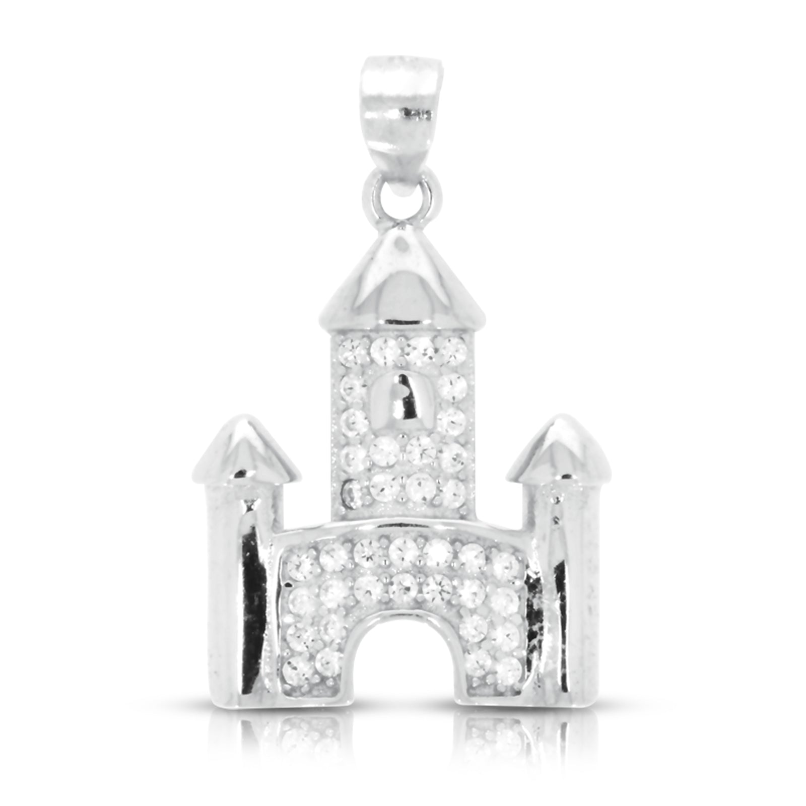 Sterling Silver Cubic Zirconia Castle Pendant