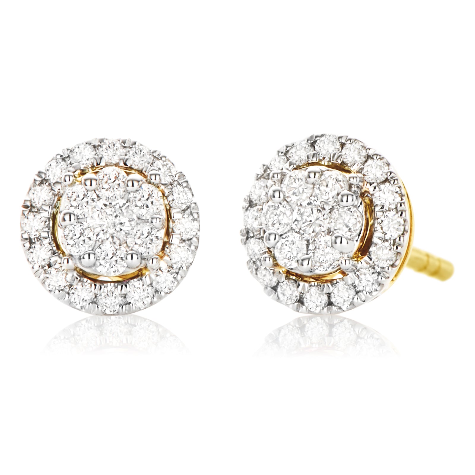 London 9ct Yellow Gold Round Brilliant Cut 0.30 CARAT tw of Diamonds Stud Earrings