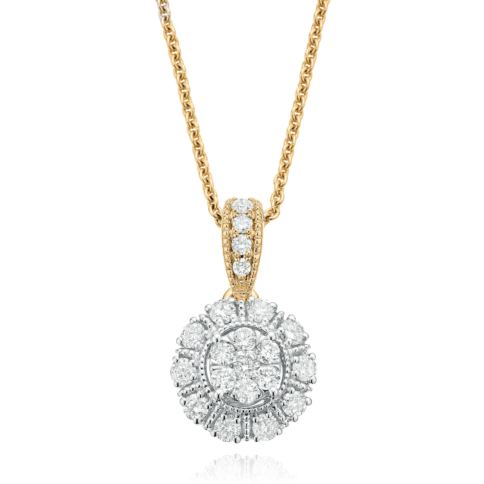 London 9ct Two Tone Gold Round Brilliant Cut 0.40 CARAT tw of Diamonds Pendant