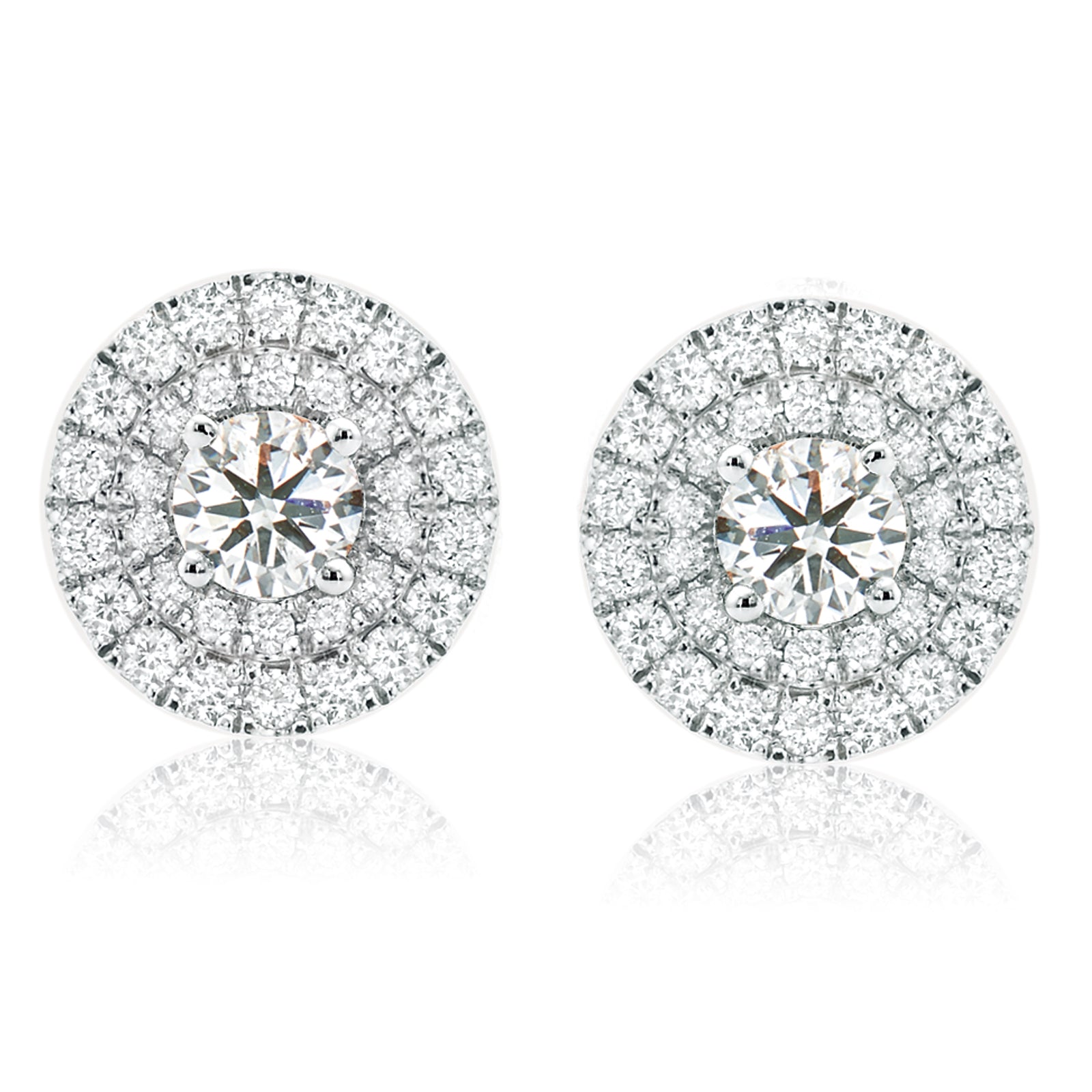 Paris 14ct White Gold Round Brilliant Cut 0.60 CARAT tw of Diamonds Stud Earrings