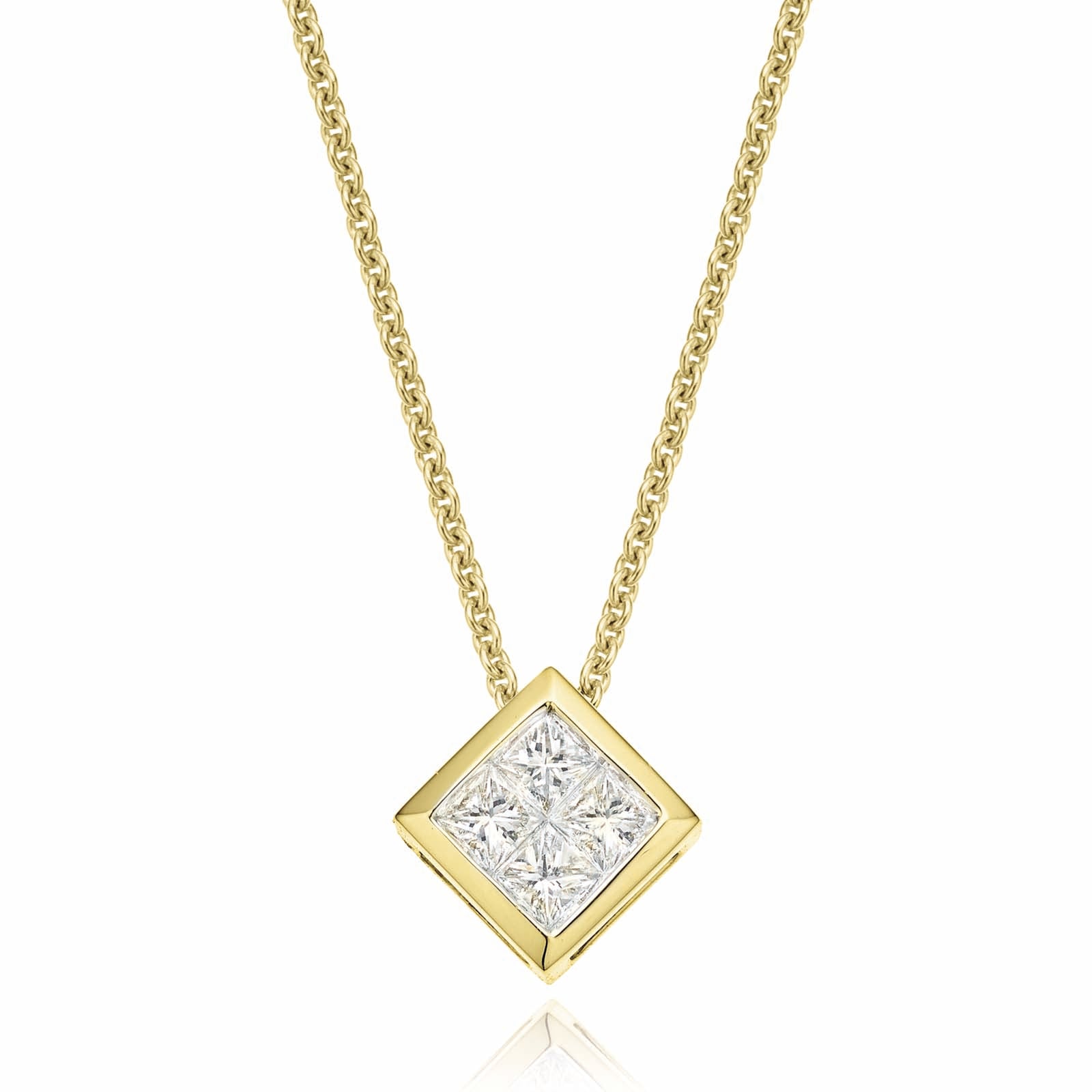 New York 14ct Yellow Gold Princess Cut 1/4 CARAT tw of Diamonds Pendant