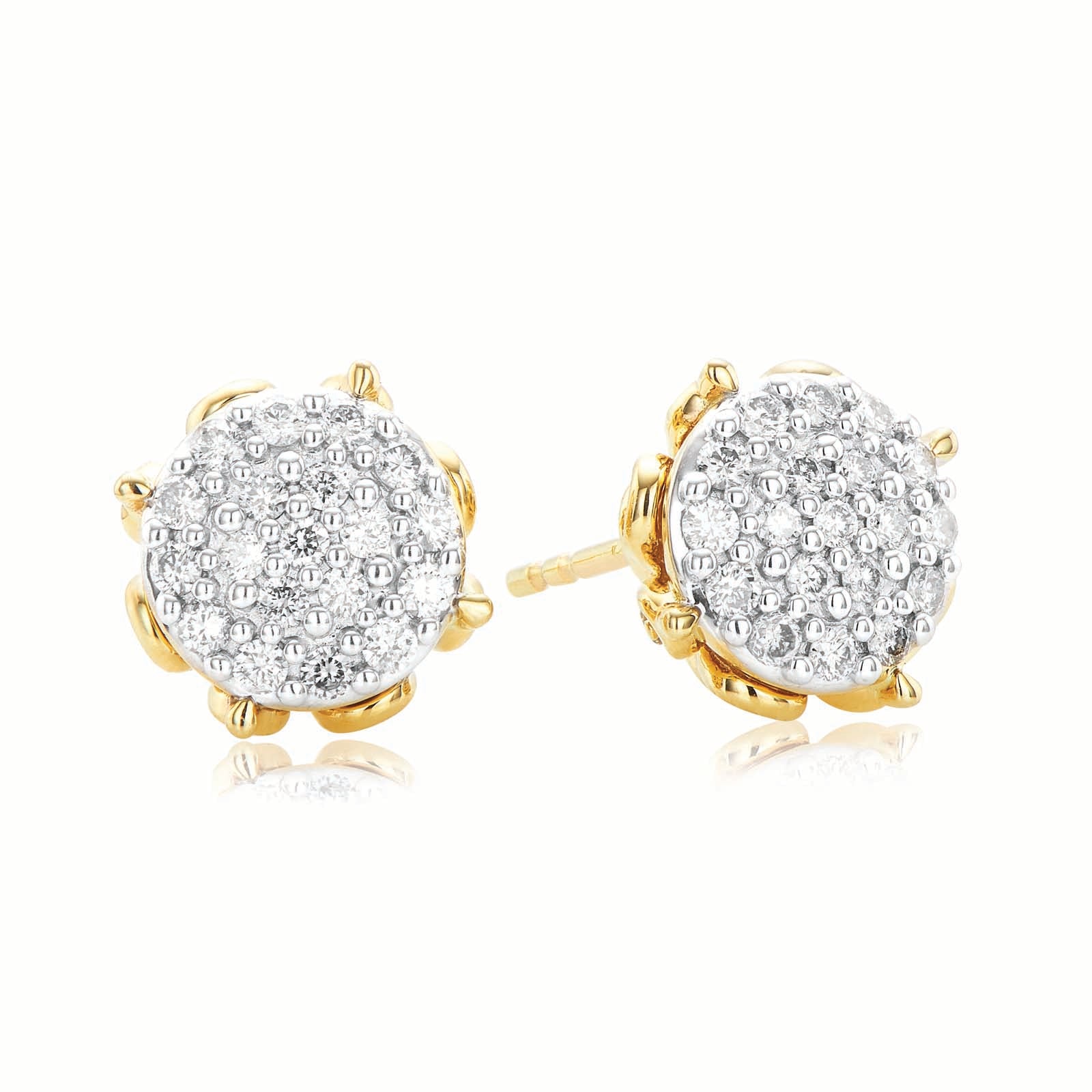 London 9ct Yellow Gold Round Brilliant Cut 0.40 CARAT tw of Diamonds Stud Earrings