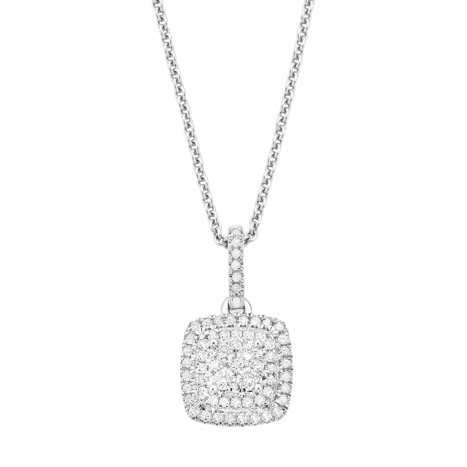 London 9ct White Gold Round Brilliant Cut 1/4 CARAT tw of Diamonds Pendant