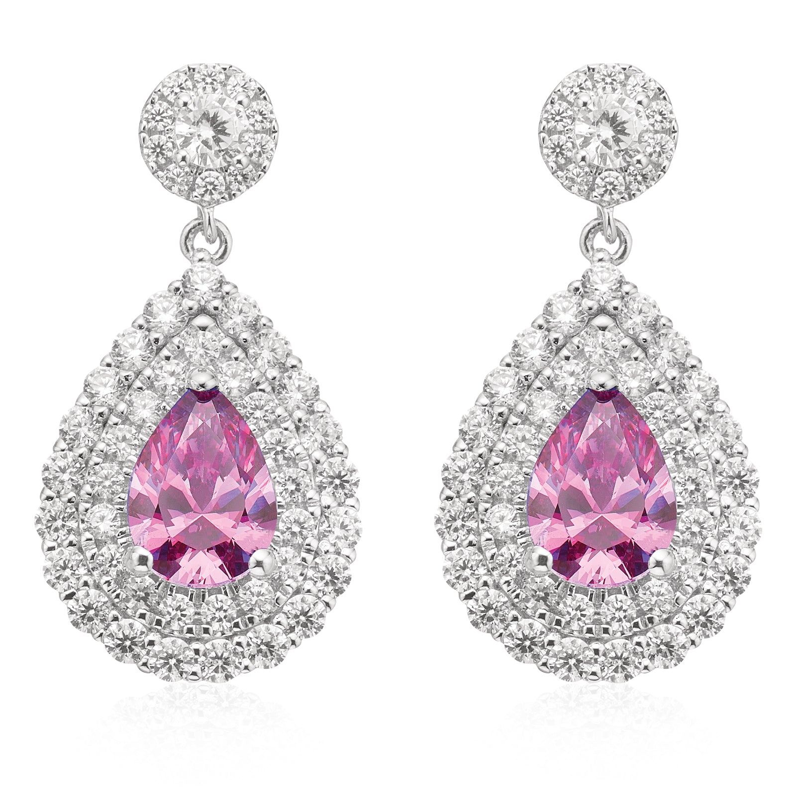 KISS Sterling Silver Cubic Zirconia Drop Earrings