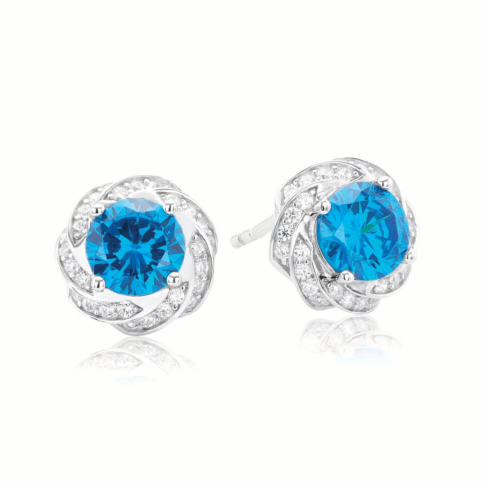 Sterling Silver Round Cubic Zirconia Stud Earrings