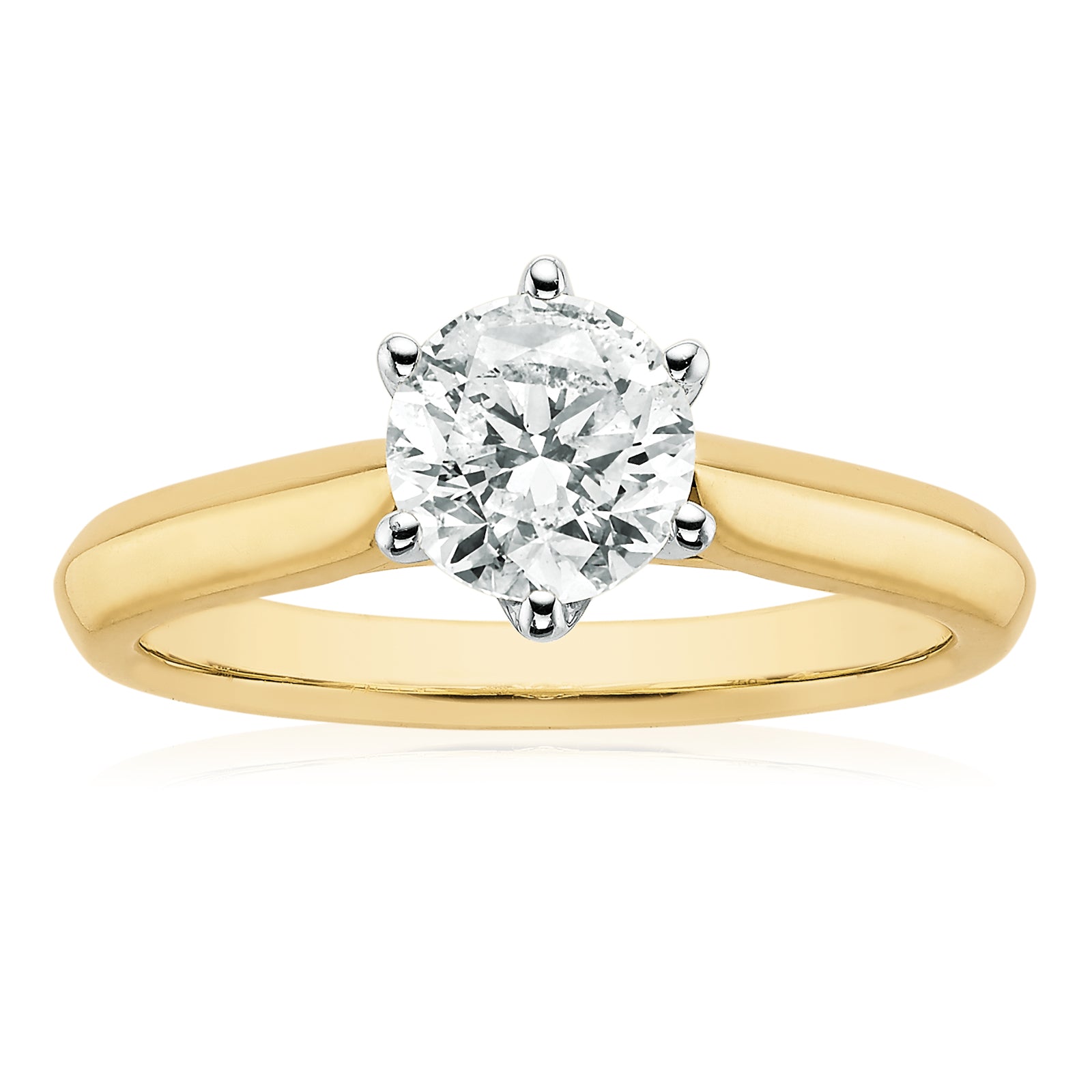 Solitaire 18ct Two Tone Gold Round Brilliant Cut 1 CARAT tw of Diamonds Ring