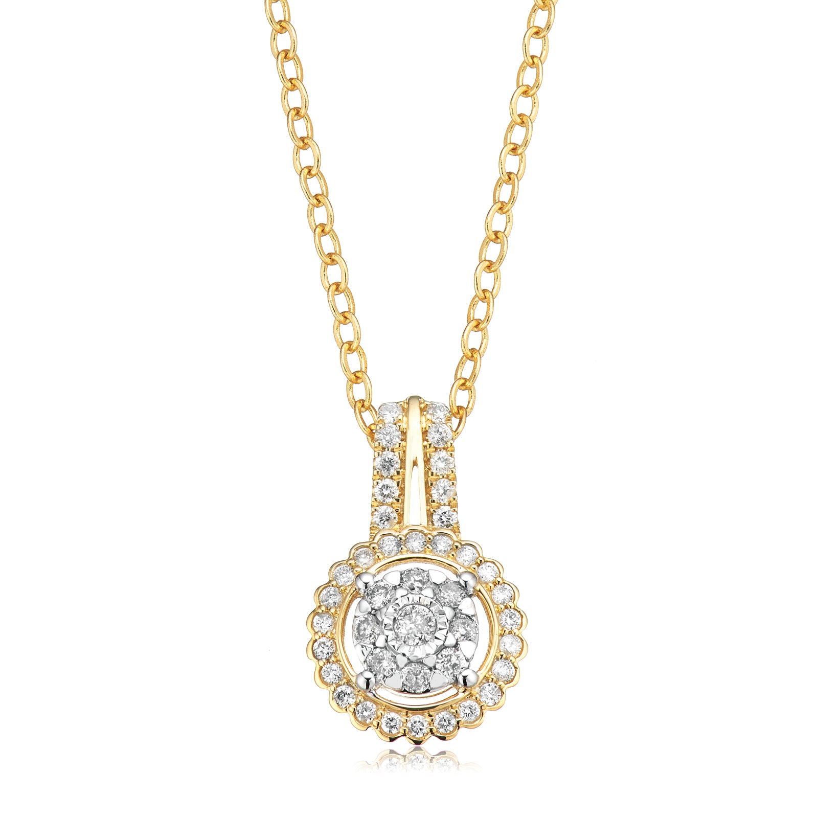 Paris 14ct Yellow Gold Round Brilliant Cut 0.33 CARAT tw of Diamonds Pendant