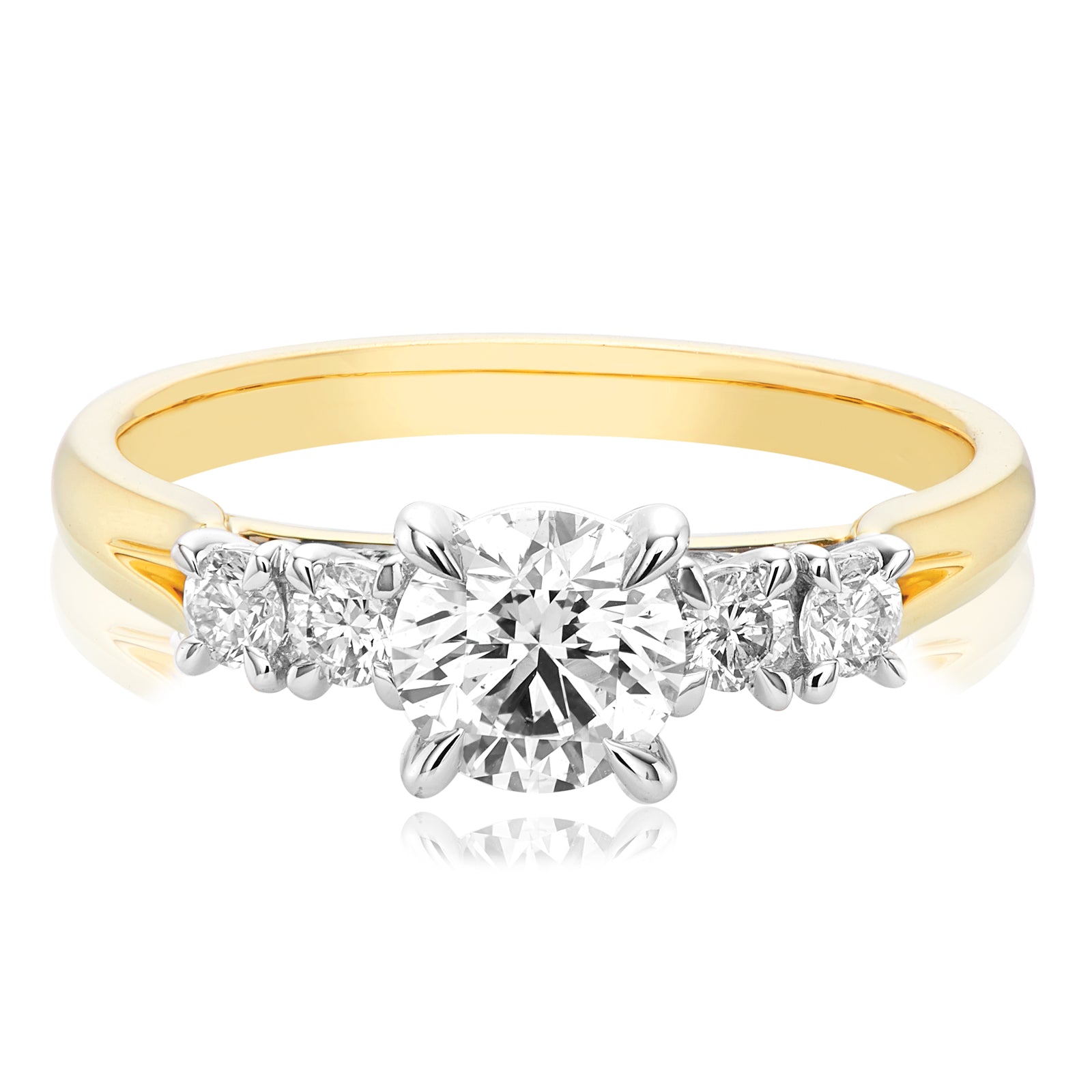 Celebration 18ct Yellow Gold Round Brilliant Cut 1 Carat tw of Certified Lab Grown Diamonds Ring