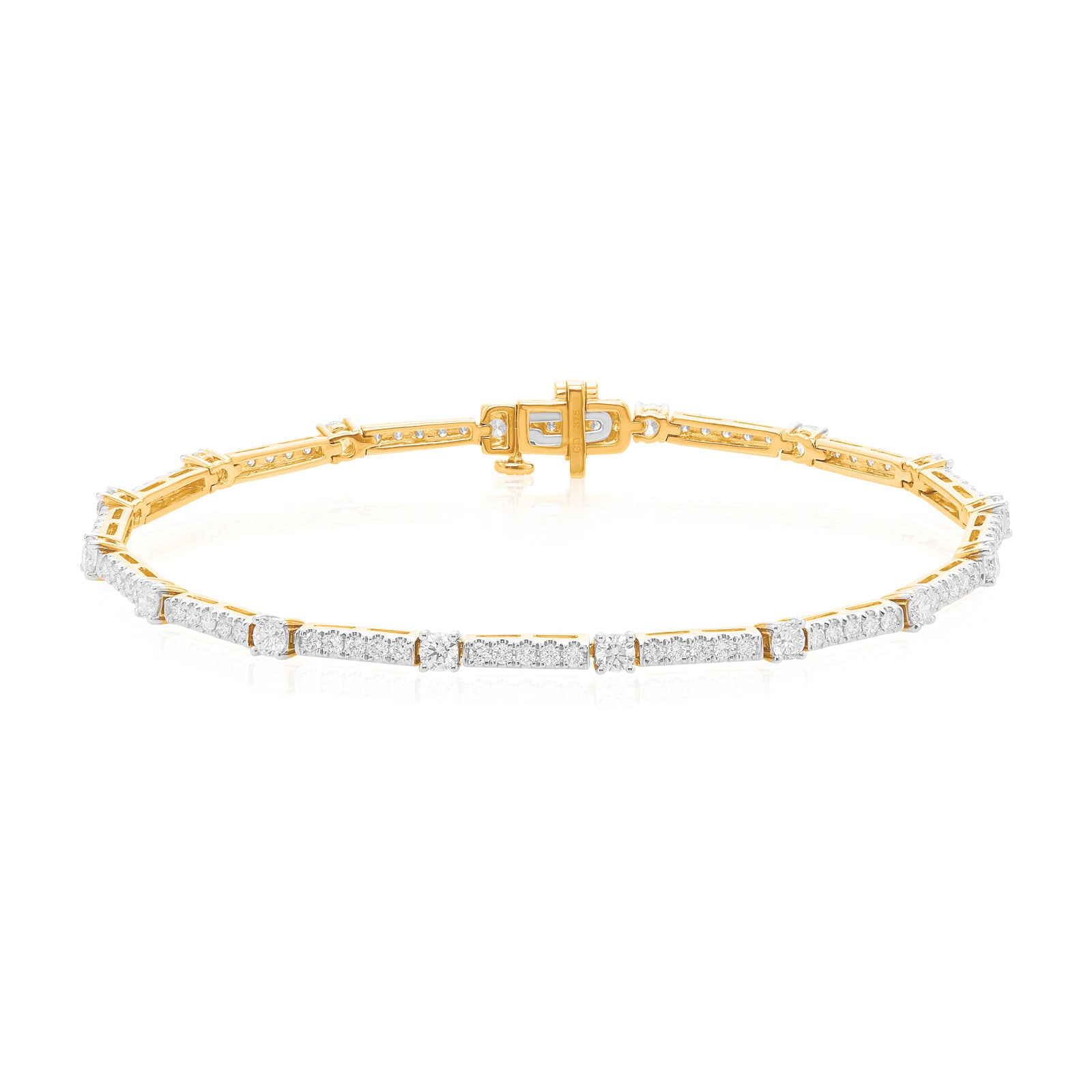 Celebration 9ct Yellow Gold Round Brilliant Cut 2 Carat tw of Lab Grown Diamonds Bracelet