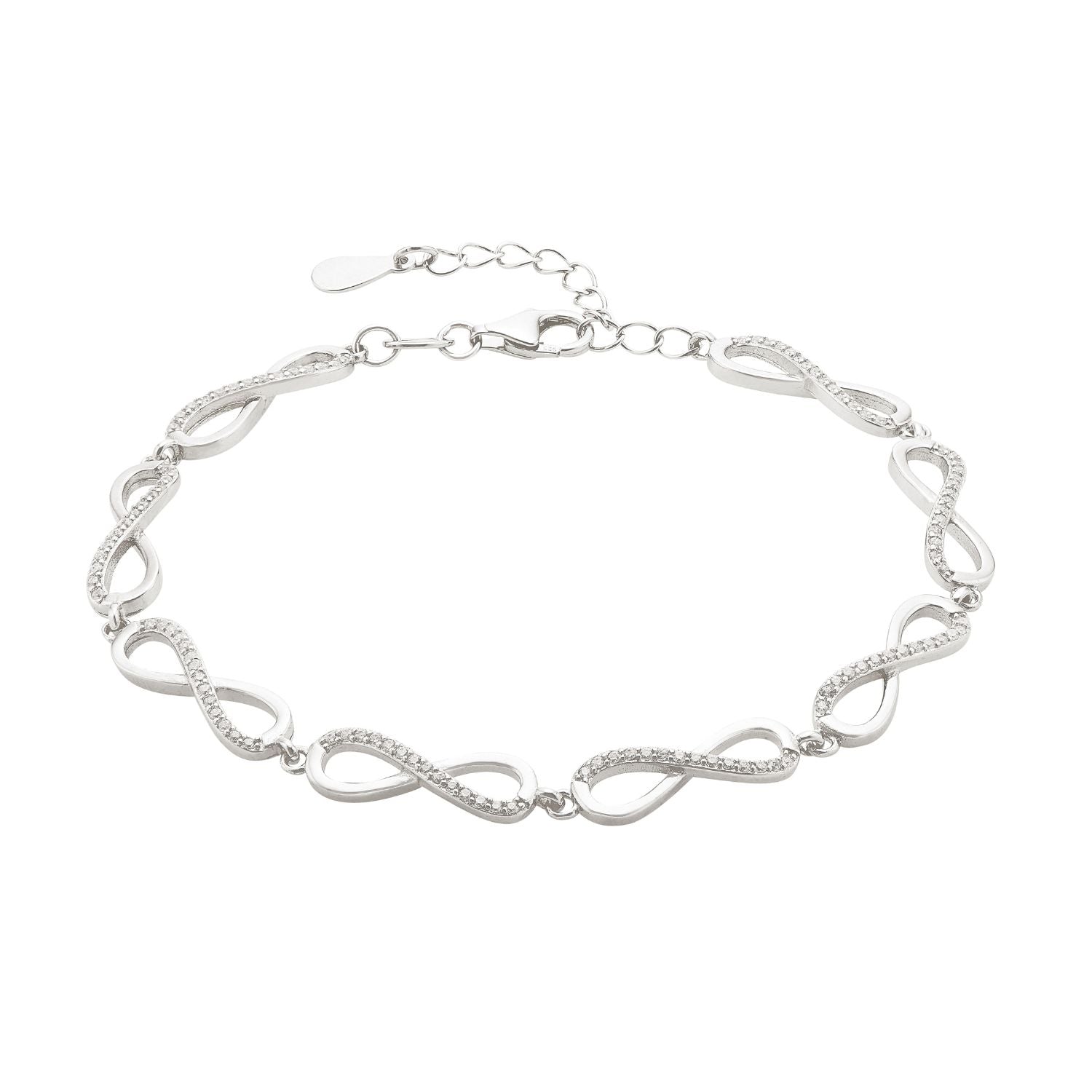 Sterling Silver Cubic Zirconia Infinity Bracelet