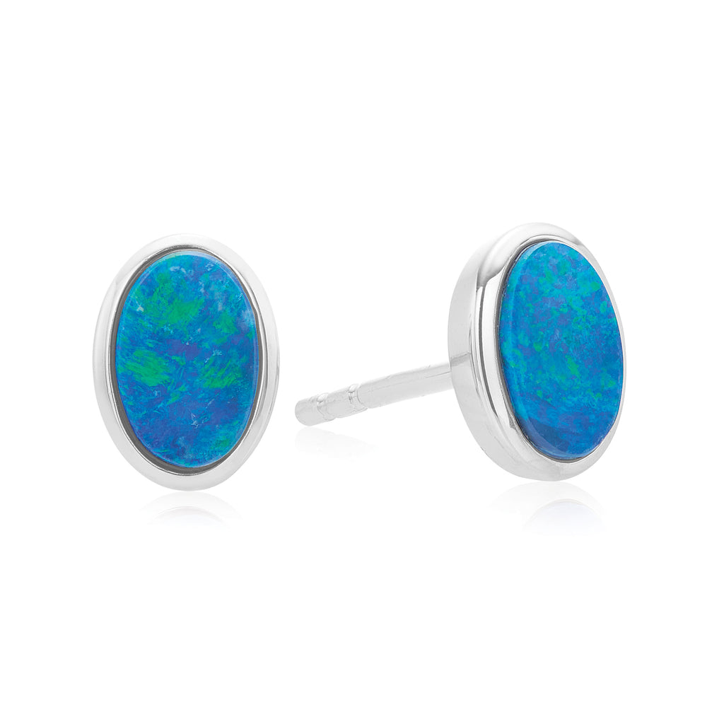 Opal stud shop earrings silver