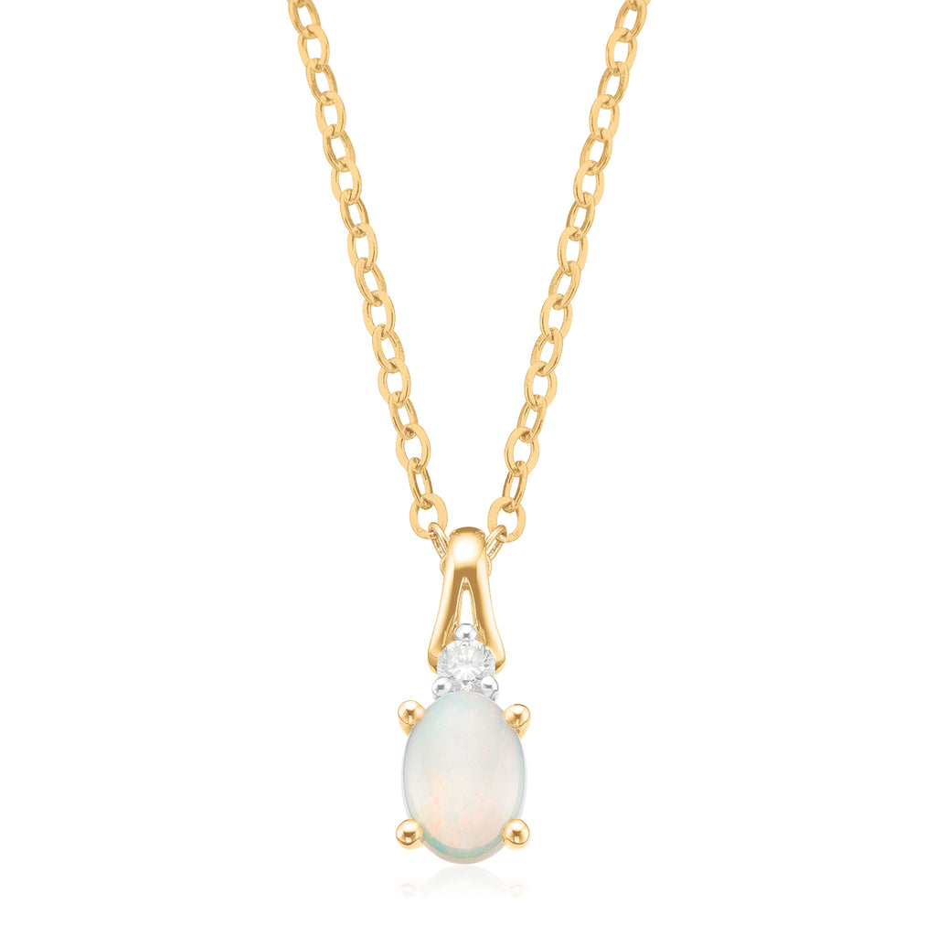 Sami Fine Jewelry Opal Halo Diamond Necklace 131606 - Sami Fine Jewelry