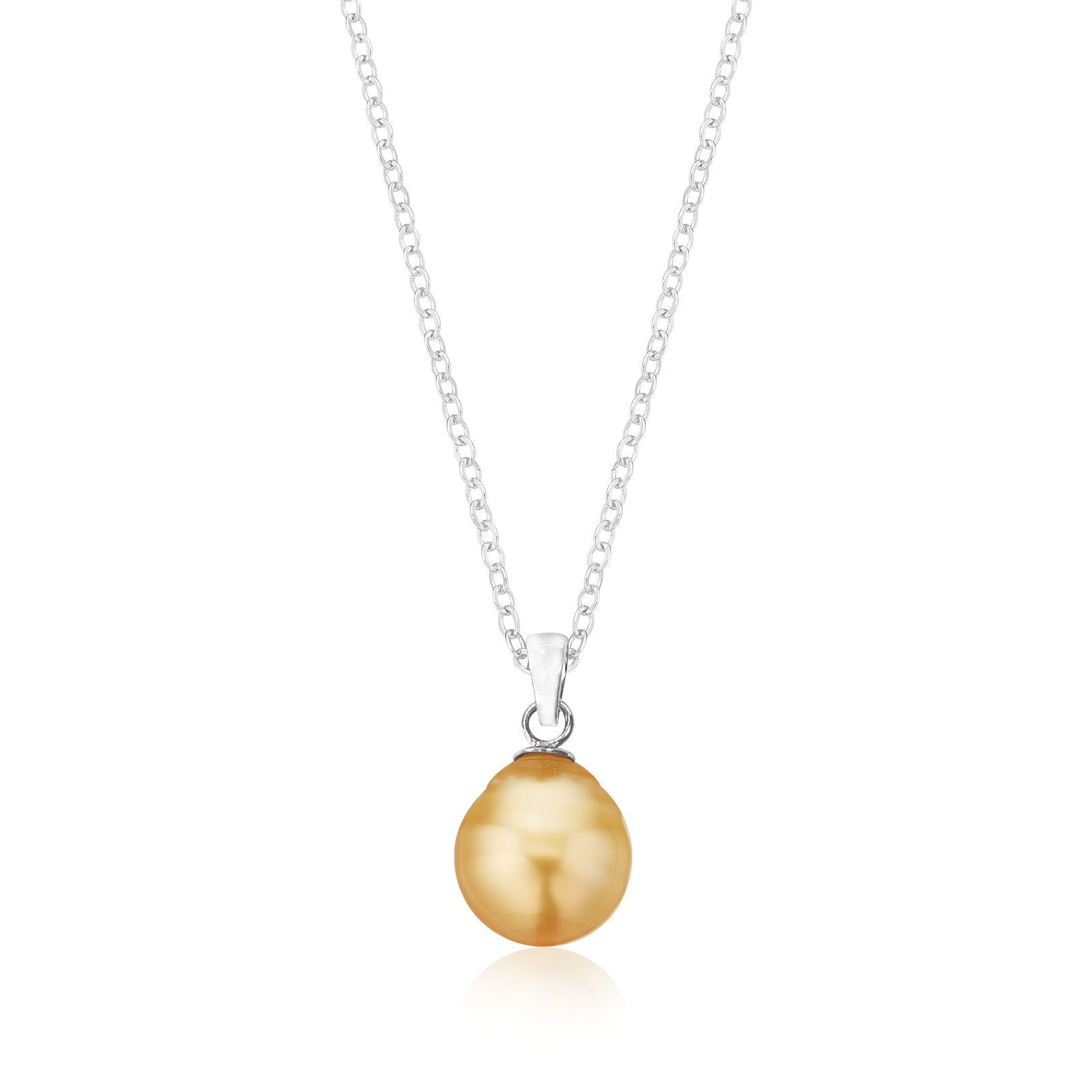 Sterling Silver 9-11mm Golden South Sea Pearl Pendant