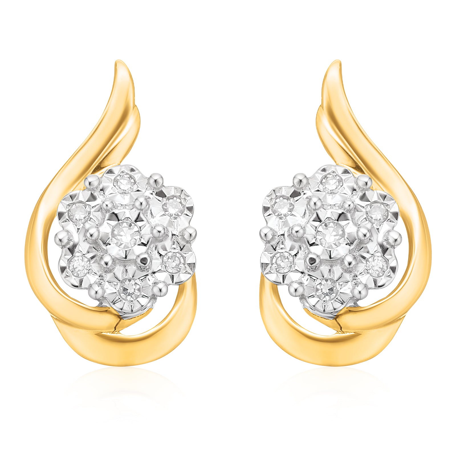 9ct Yellow Gold Round Brilliant Cut 0.05 CARAT tw of Diamonds Stud Earrings