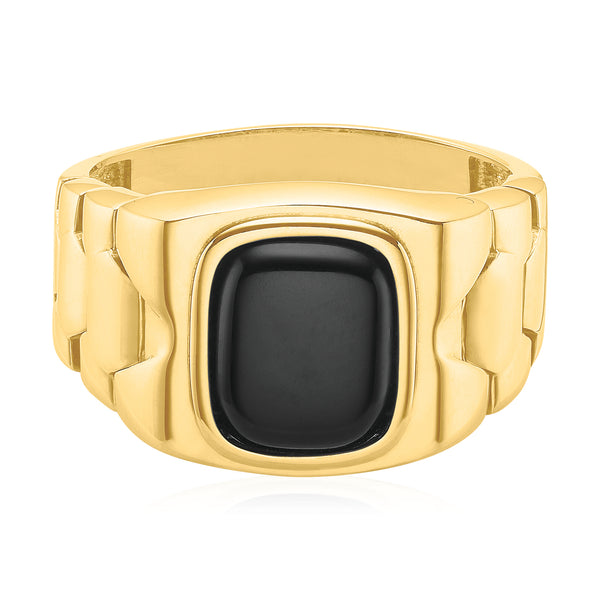 9ct Yellow Gold with Onyx Mens Ring – Zamels