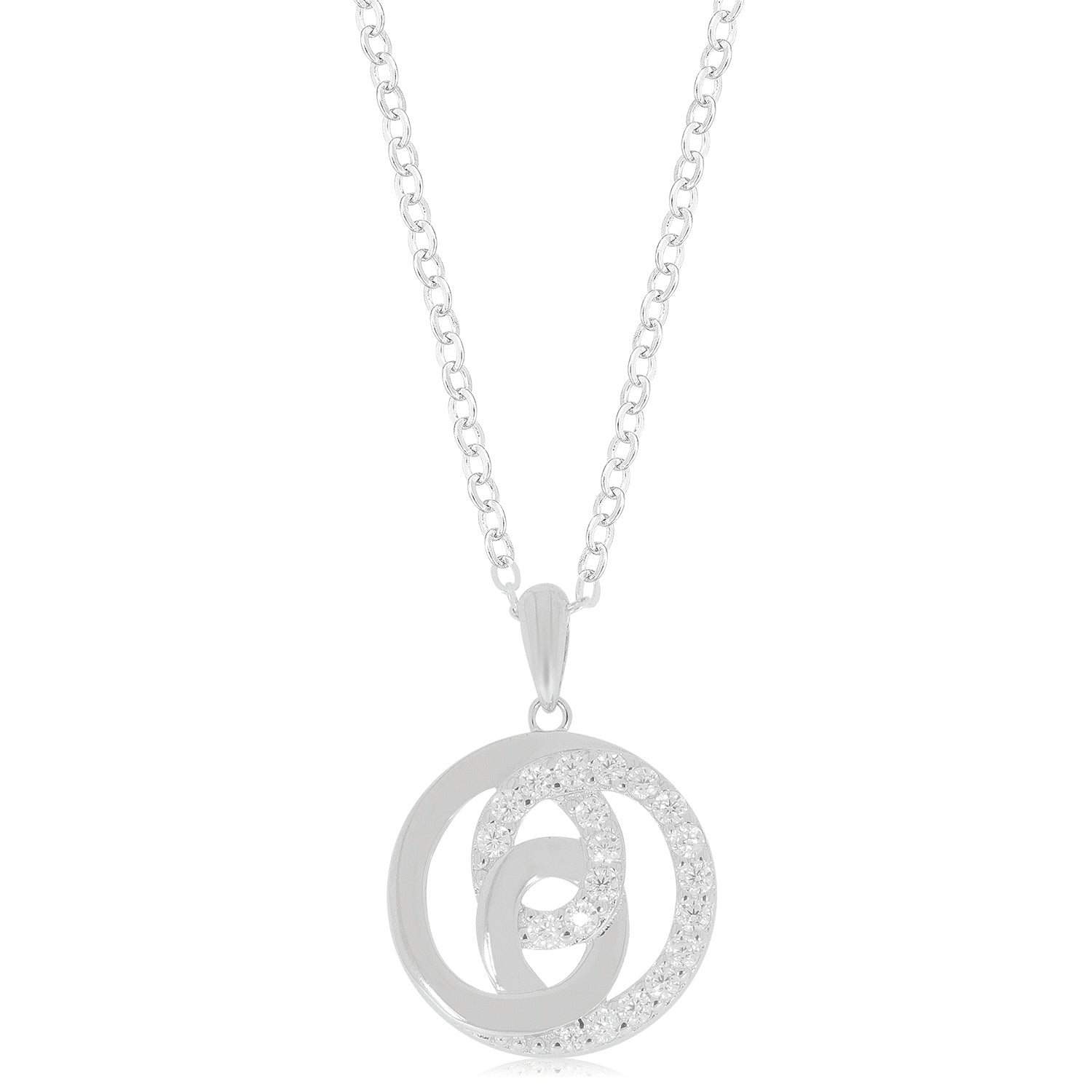 Sterling Silver with Round Brilliant Cut Cubic Zirconia Pendant