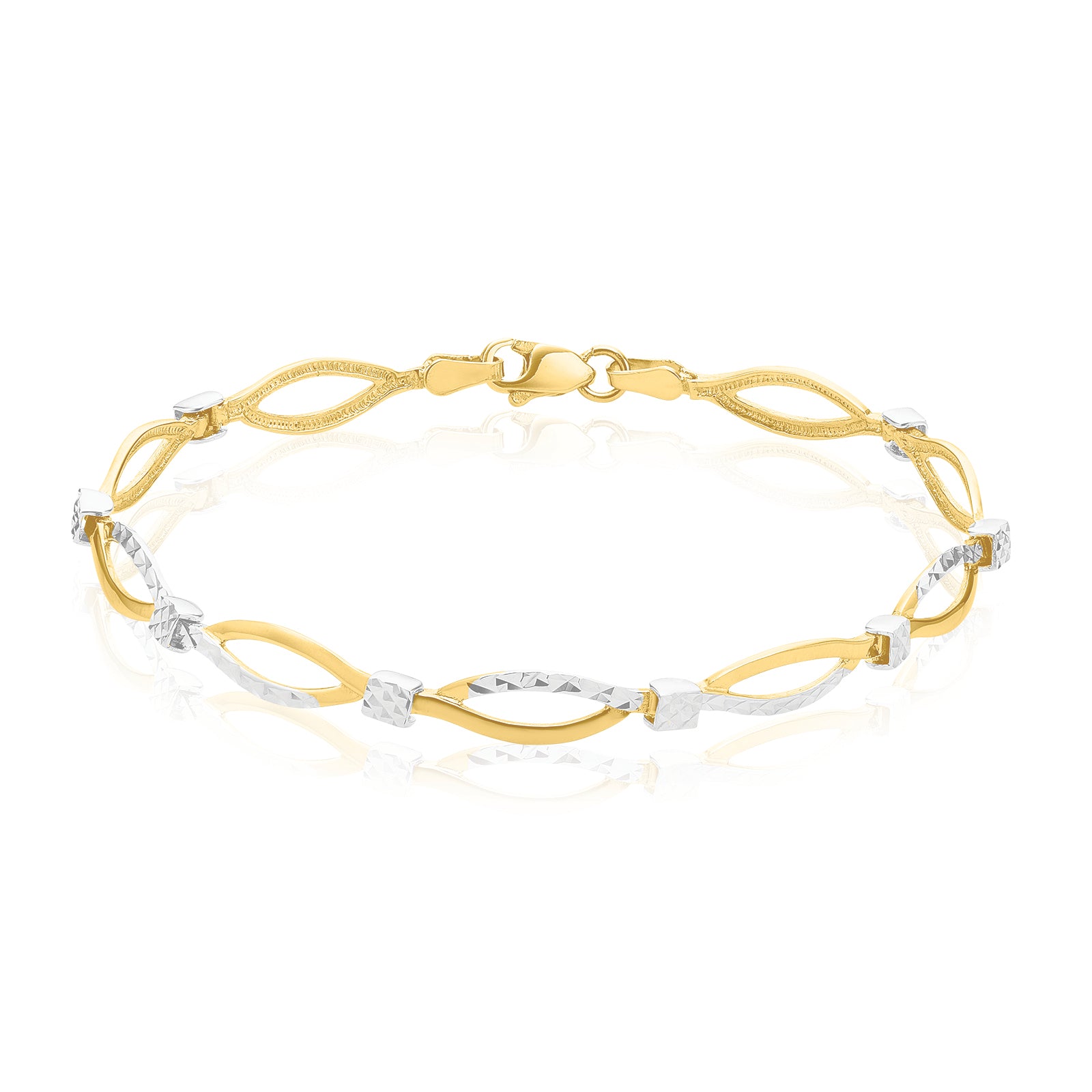 9ct Yellow Gold 19CM Diamond Bracelet