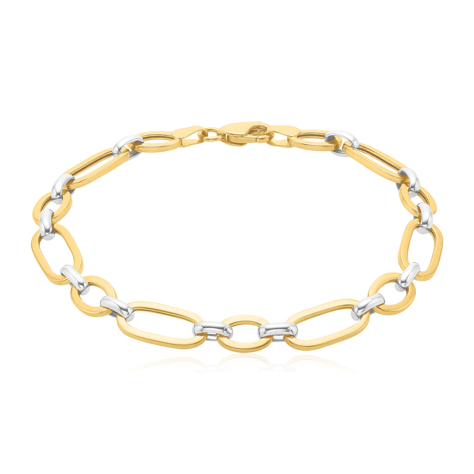 9ct Two Tone Gold 19cm Fancy Belcher Hollow Bracelet