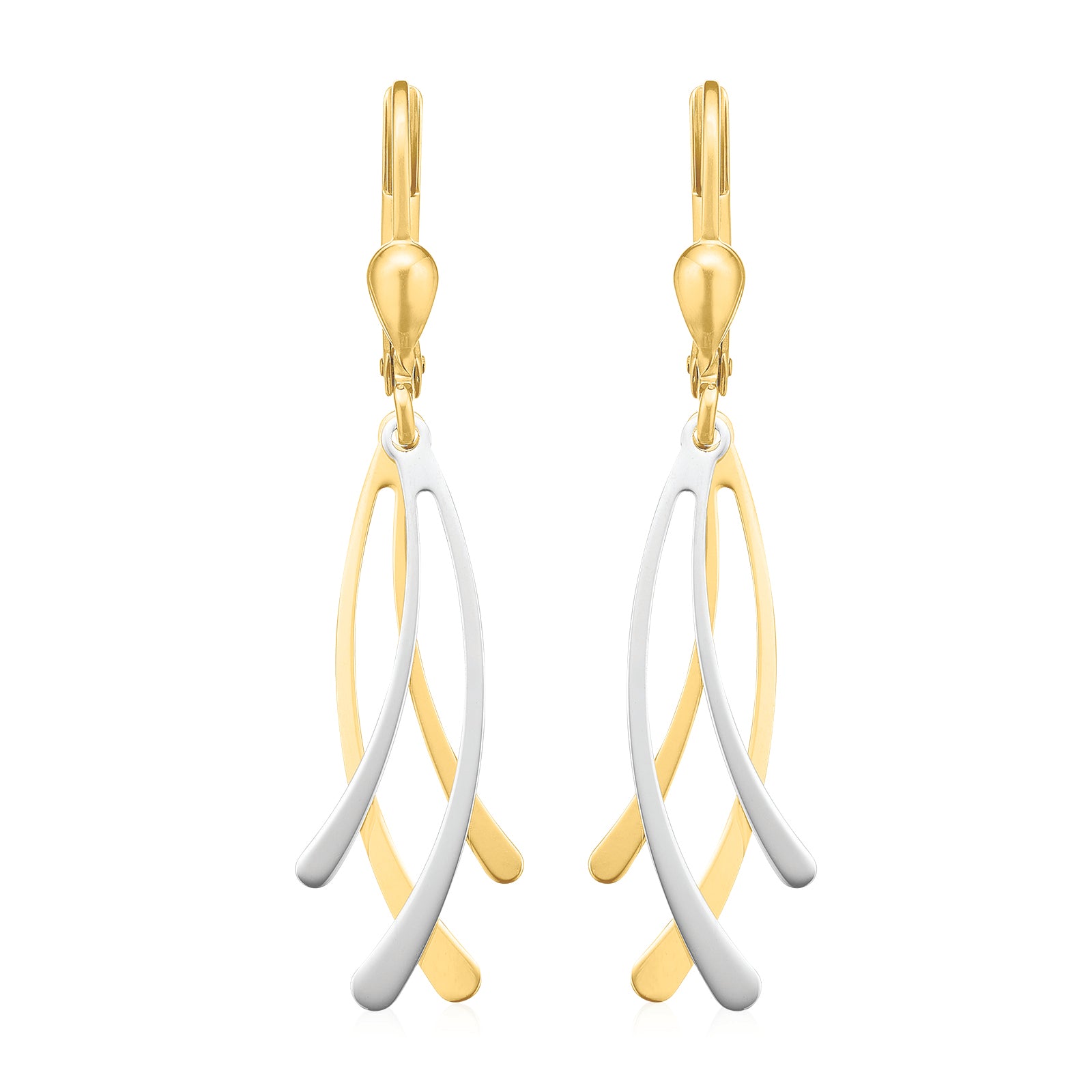 9ct Yellow and White Gold Fancy Drop Earrings