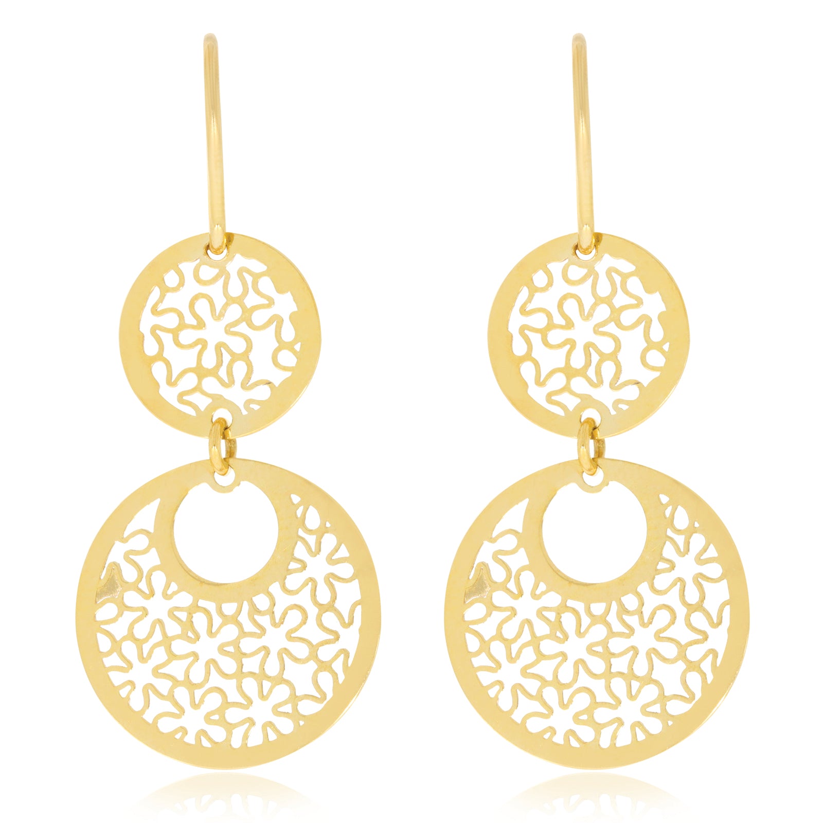 9ct Yellow Gold Circle Drop Earrings