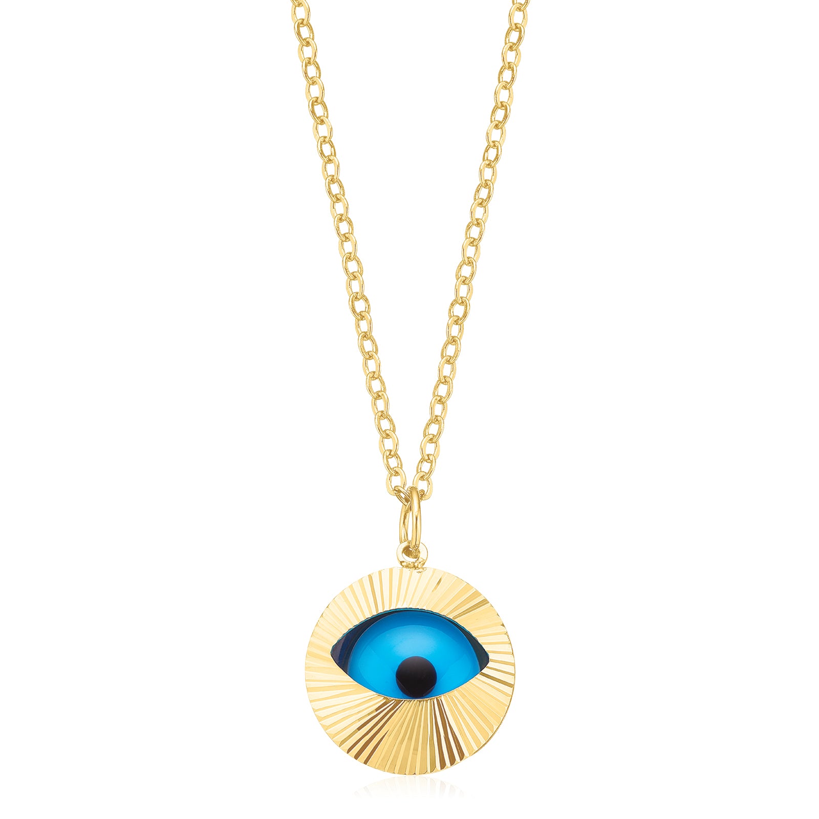 9ct Yellow Gold  Glass Evil Eye Pendant