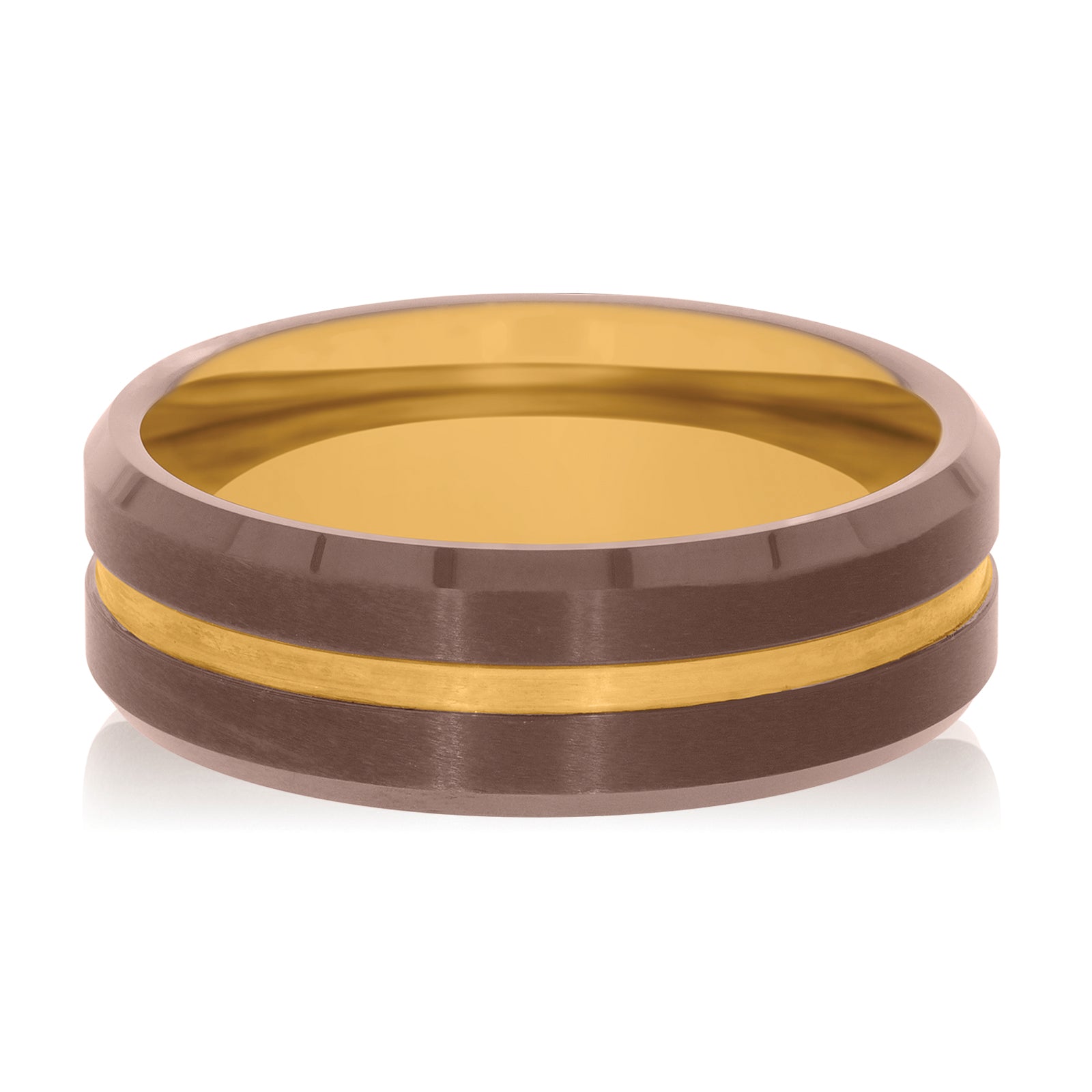 Tensity Tungsten  Bronze and Rose Gold Mens Ring