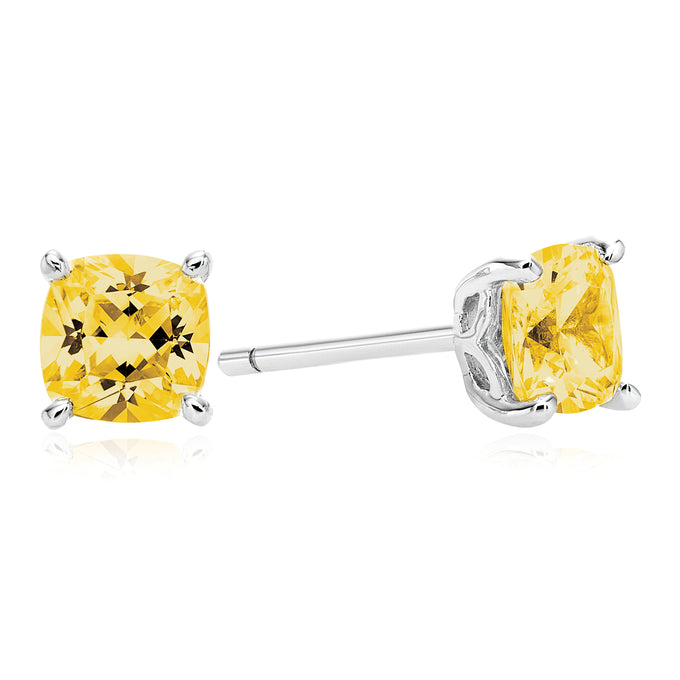 Yellow Cubic Zirconia Studs Earrings