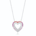 Sterling Silver with Round Brilliant Cut  Cubic Zirconia Rainbow Heart Pendants