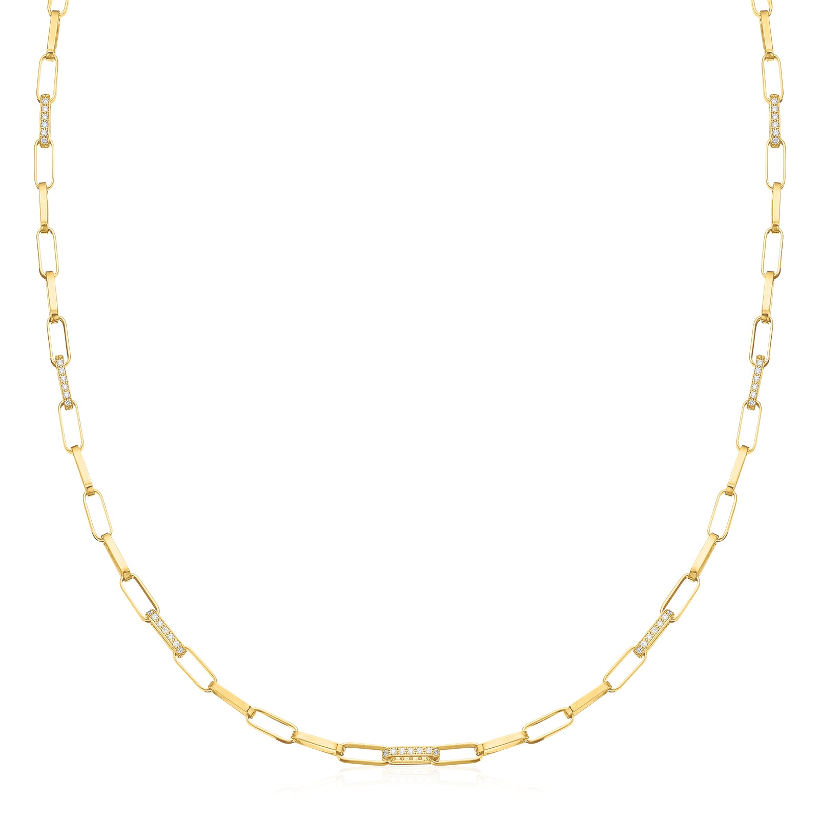 9ct Yellow Gold Silver Filled 45cm Long Belcher Chain with Cubic Zirconia Necklace