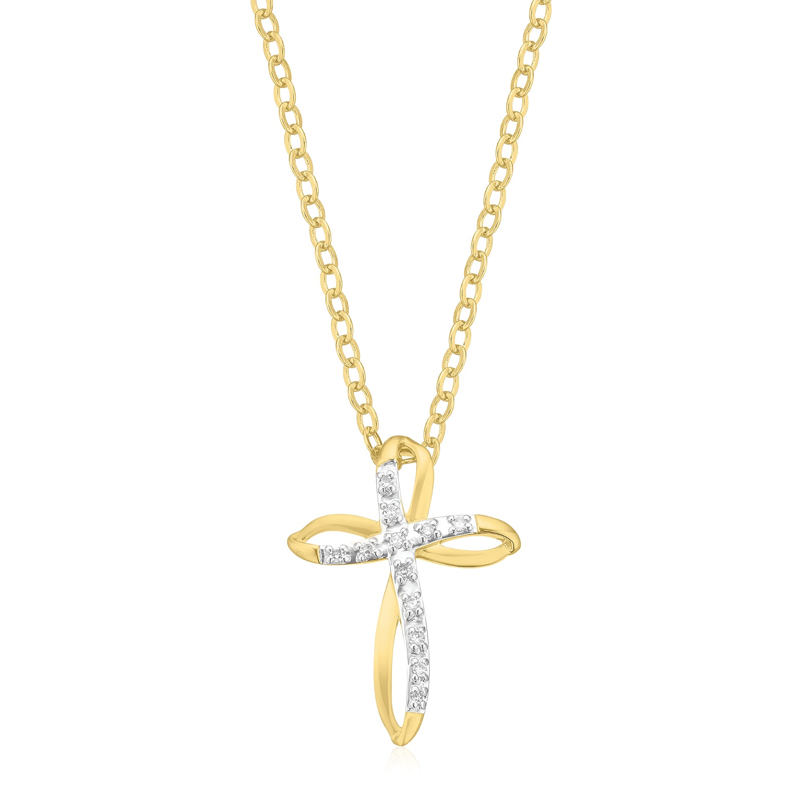 9ct Yellow Gold Diamond Set Pendant with Round Brilliant Cut