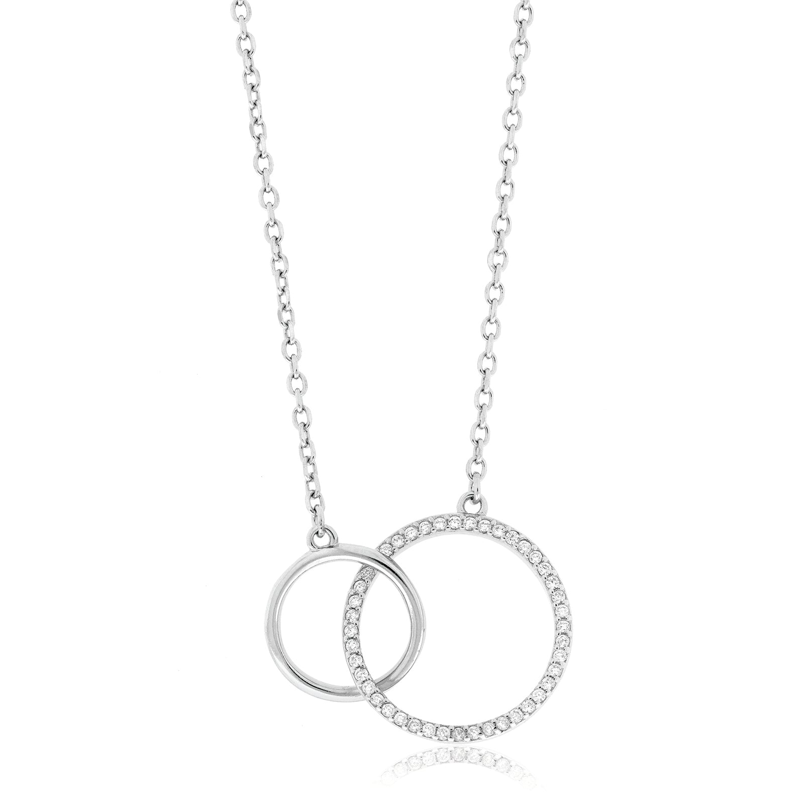 Sterling Silver 45cm with Round White Cubic Zirconia Circle Necklace