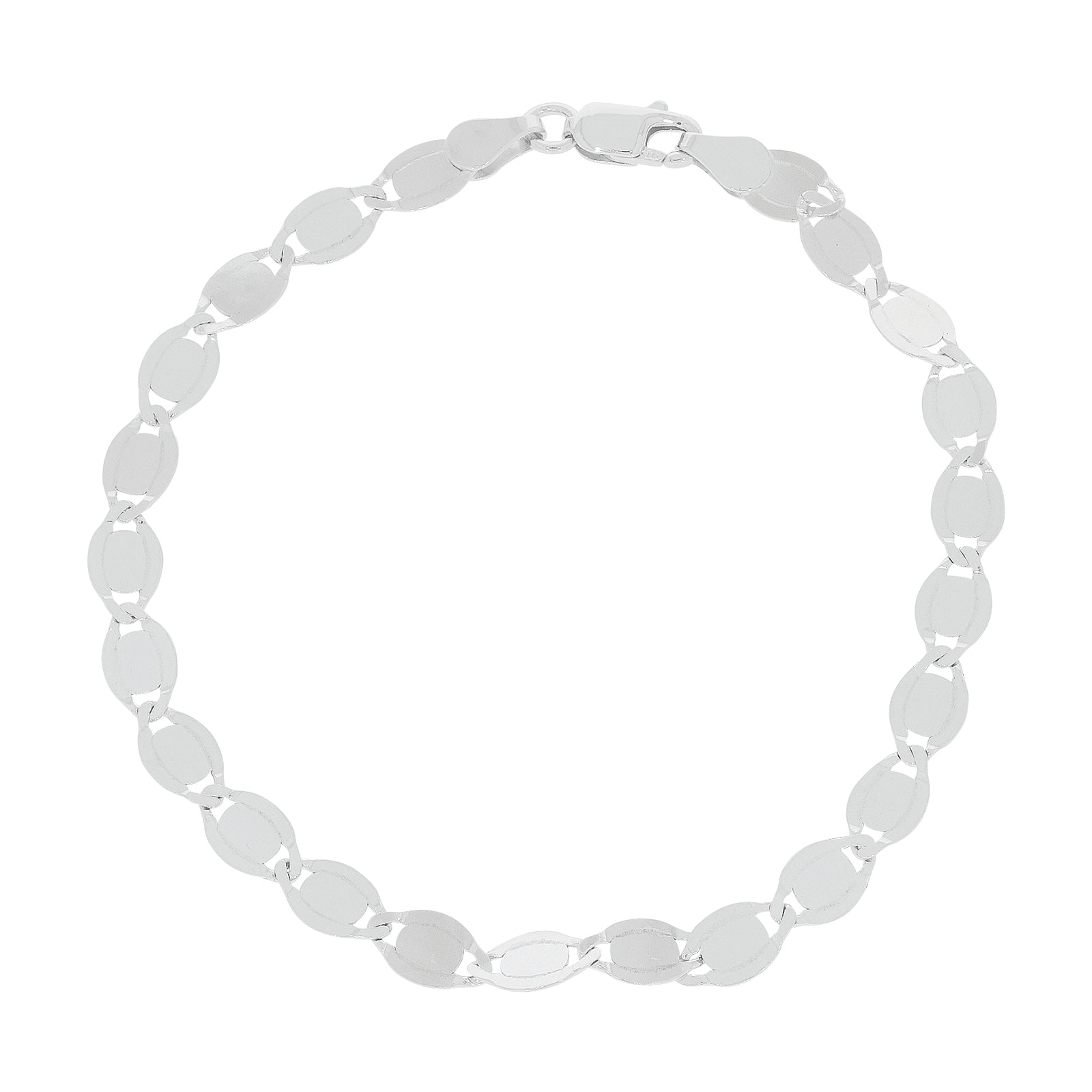 Sterling Silver 19cm Flat Link Bracelet