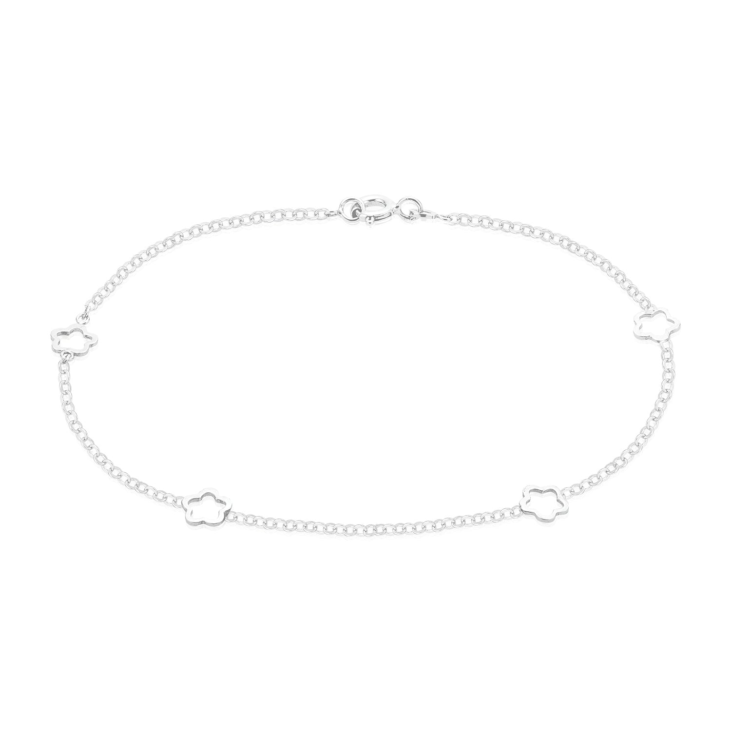 Sterling Silver 19cm with Cutout Flower Bracelet