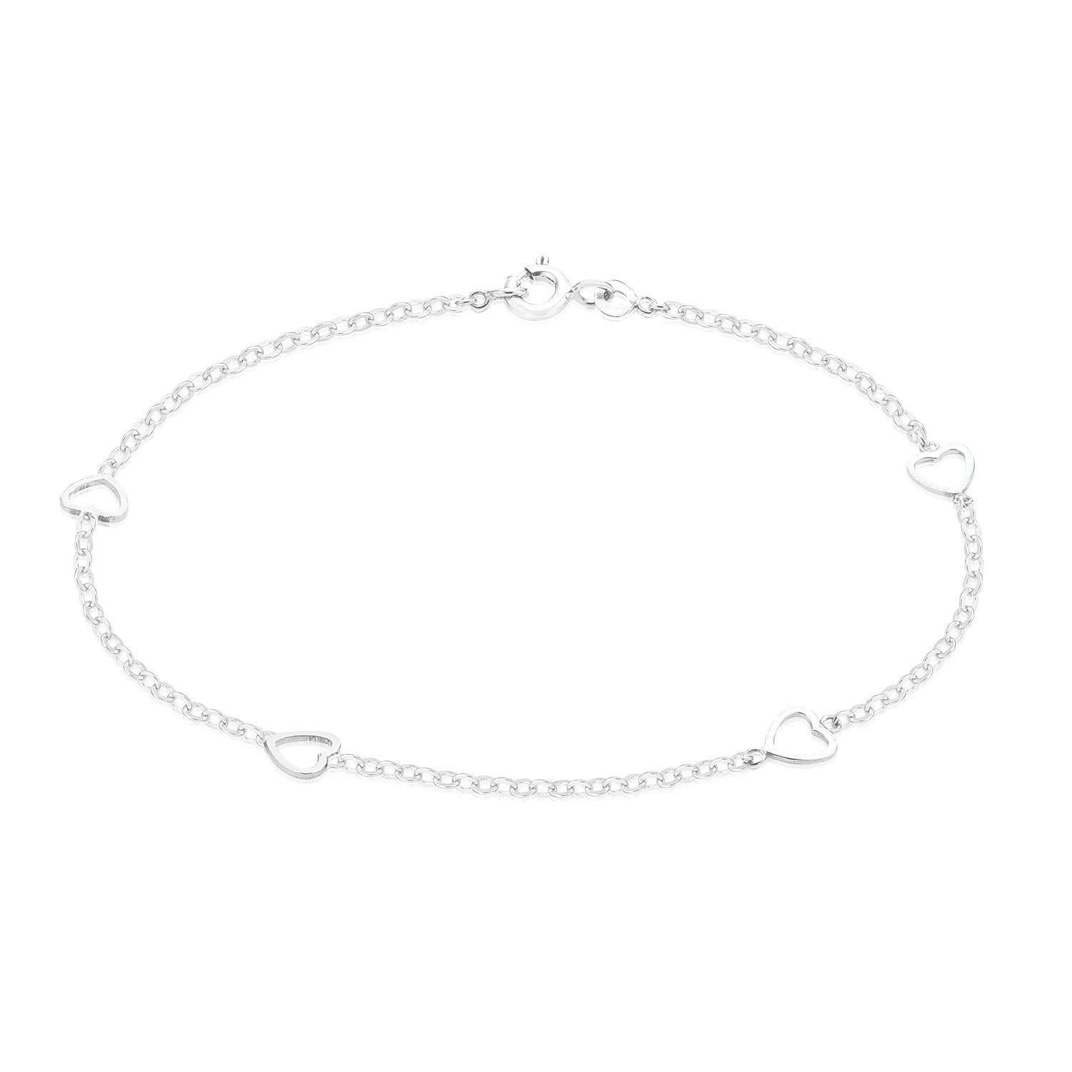 Sterling Silver 19cm with Cutout Heart Bracelet