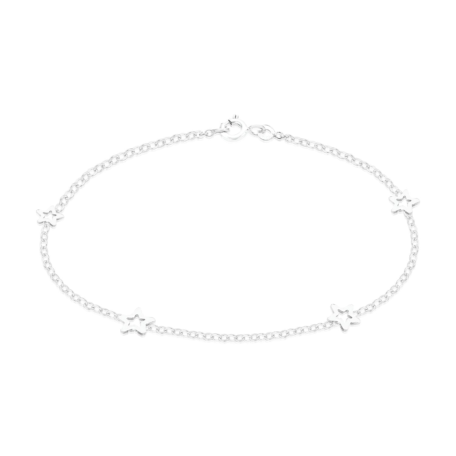 Sterling Silver 19cm with Cutout Star Bracelet