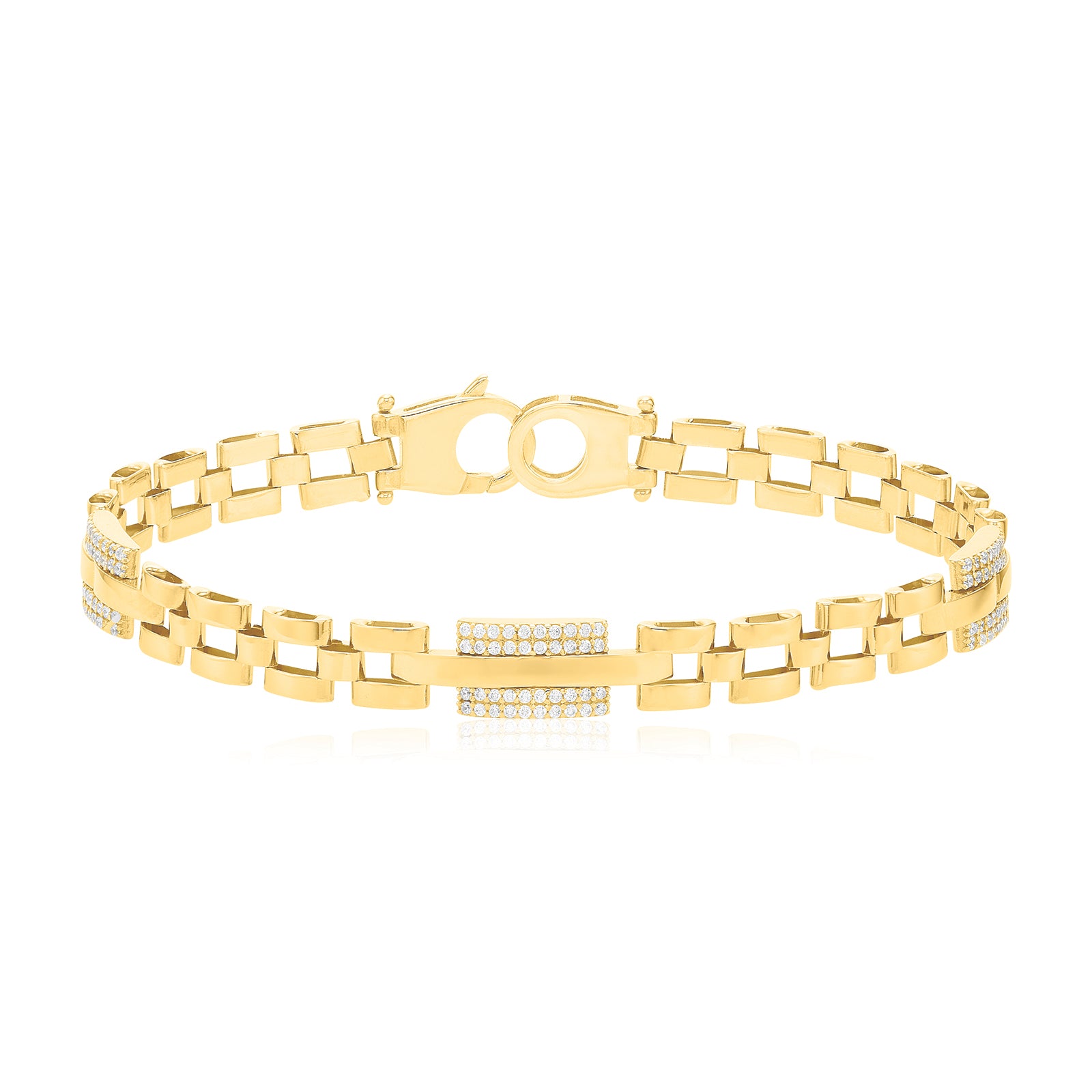 9ct Yellow Gold 19cm with Cubic Zirconia Bracelet