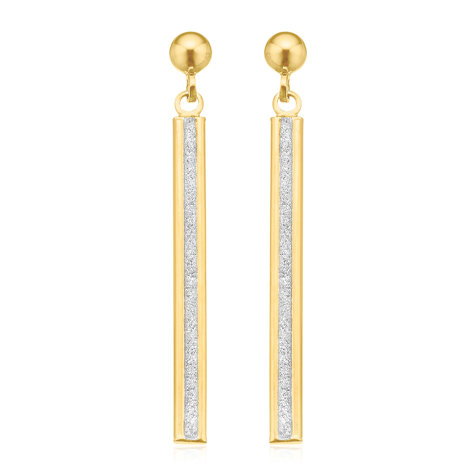 9ct Yellow Gold Glitter Fancy Drop Earrings